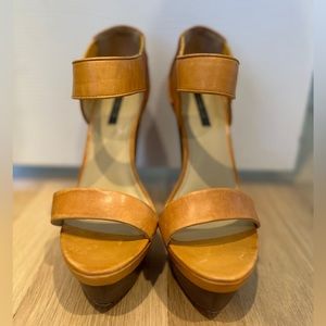 Rachel Zoe natural leather platform heels